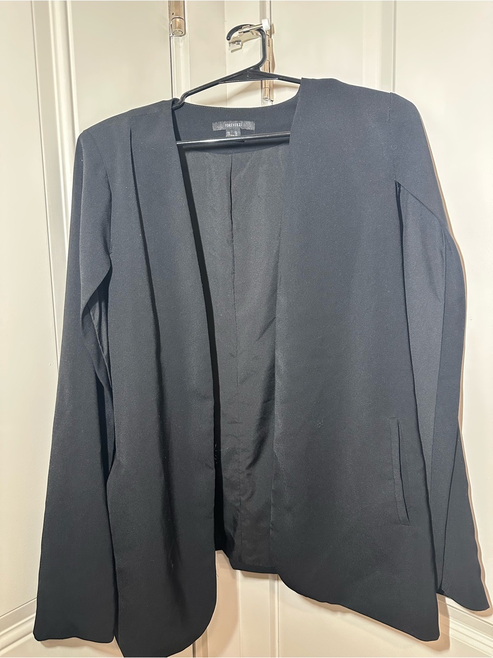 Forever 21 Black Open-Front Cape Blazer